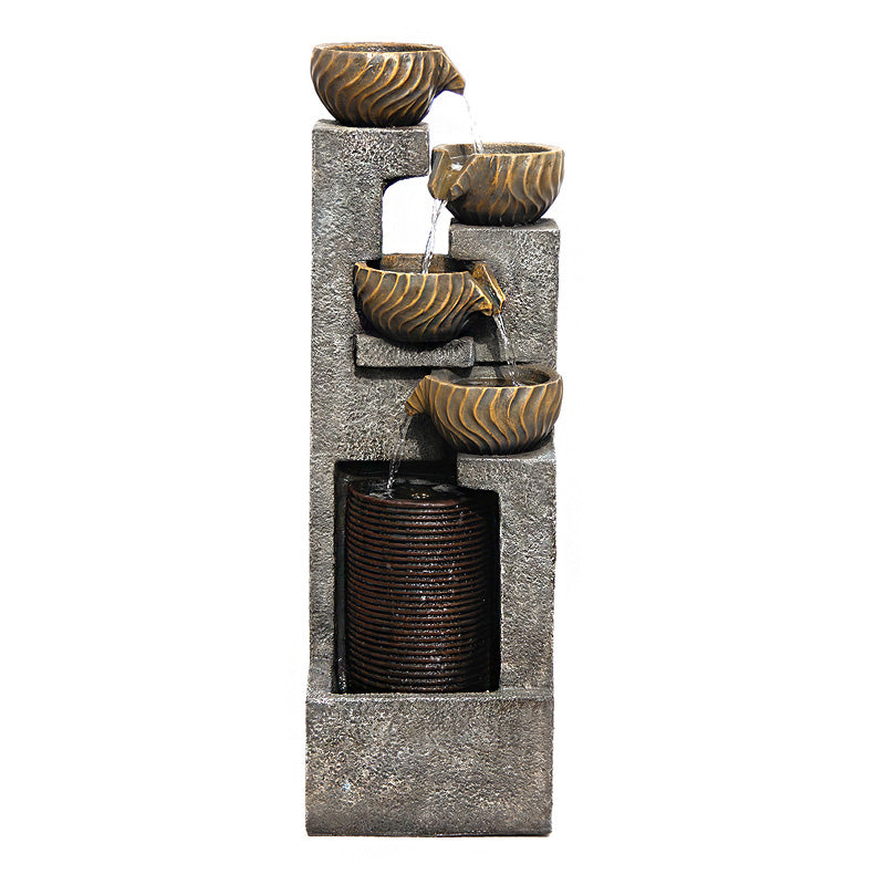 5-Tier Circular Curtain Bowl Fountain, 44.09" H, LED Lights | LS4628