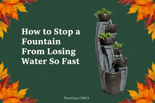 How to stop an outdoor water fountain from losing water so fast — FountJoy LS4613 6-tier modern bowl fountain water loss diagnosis and repair guide