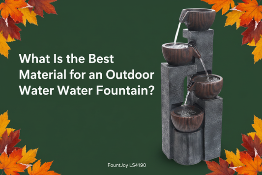 Best material for outdoor water fountains compared — FountJoy LS4190 resin composite 4-tier cascading bowl fountain,