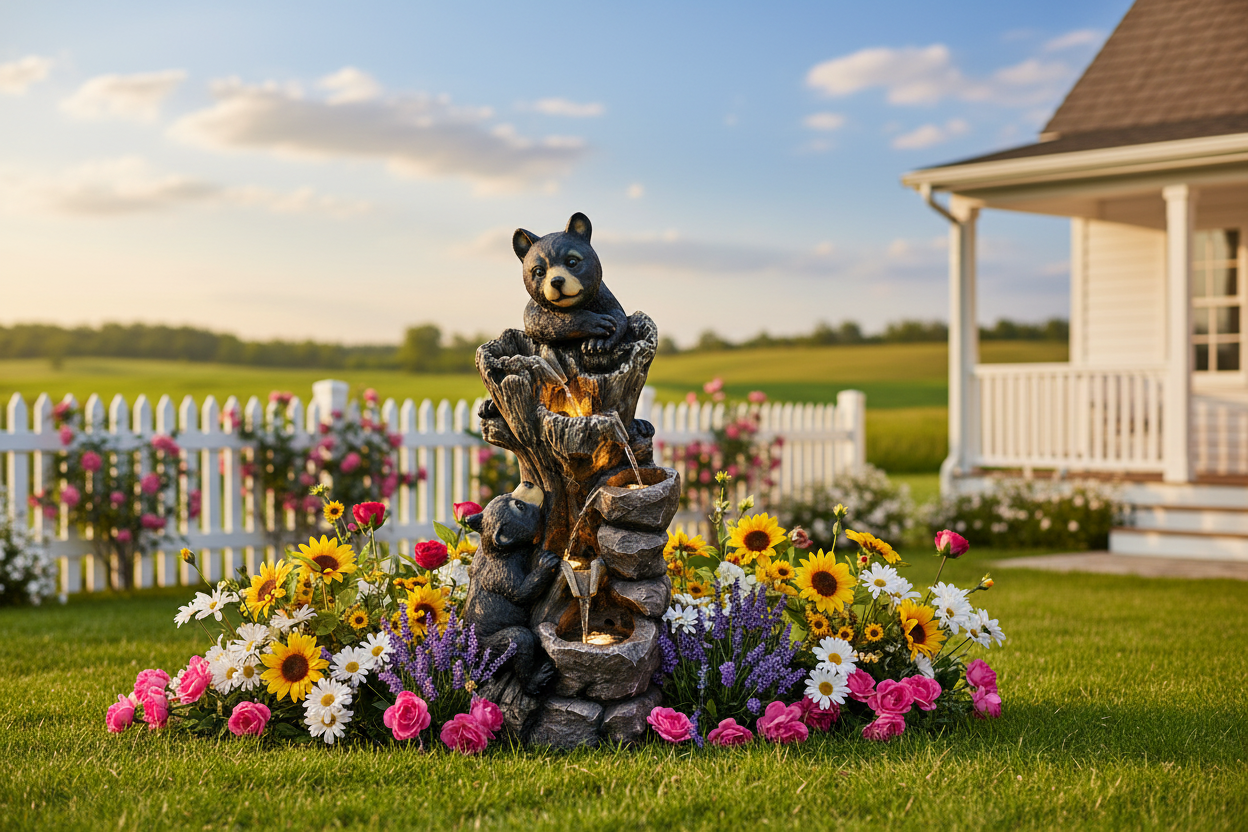 Sunflower, little bear, eagle, tree monster statue