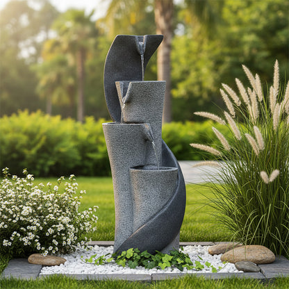 S-Shaped Column Waterfall Fountain, 35.43" H, LED Lights | LS4611