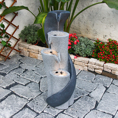 S-Shaped Column Waterfall Fountain, 35.43" H, LED Lights | LS4611