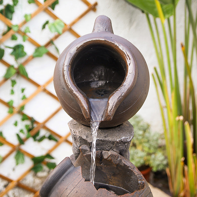 FountJoy 5-Tier Planter Waterfall Close-Up - Combined Waterfall and Stream Sounds Creating Relaxing Atmosphere - Ideal for Garden Relaxation