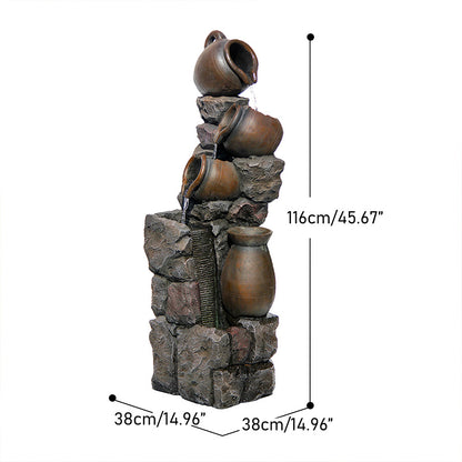 FountJoy 45.67" Outdoor Planter Pot Water Fountain Dimensions - Height Width Depth with Durable Resin Base