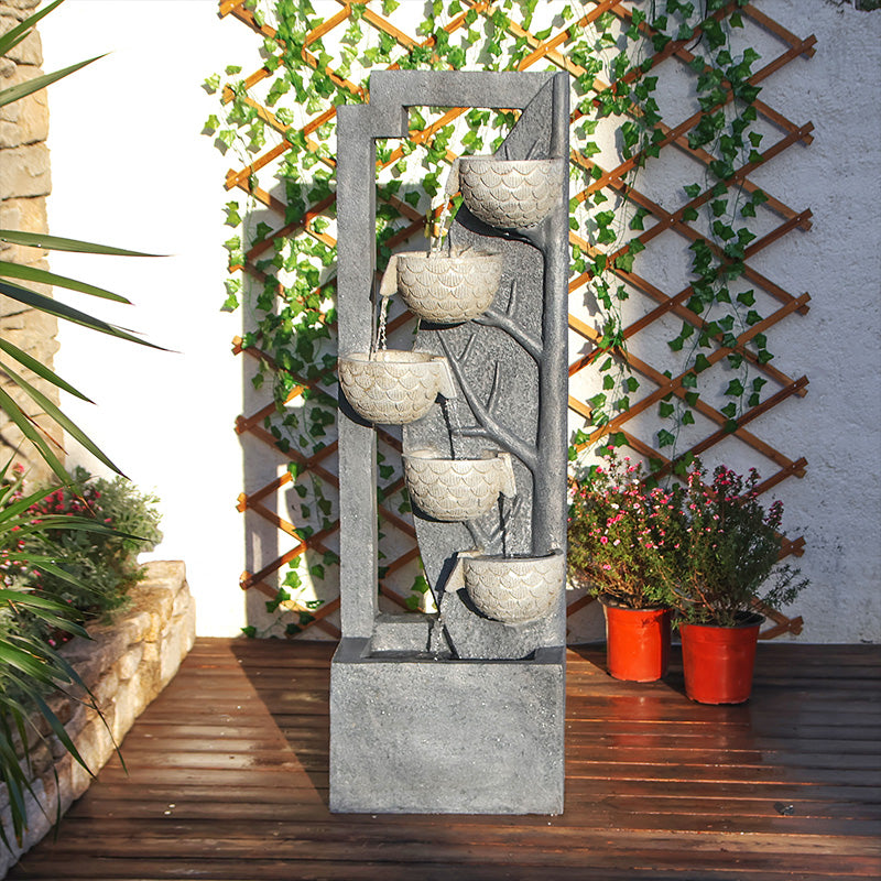FountJoy Living Room Office Tree Trunk Water Fountain - Nature Inspired LED Water Feature - Weather Resistant Resin Decor with Leaf Nest Texture