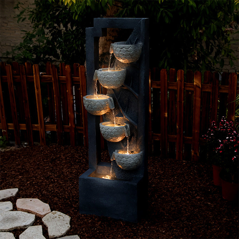 FountJoy Lighted Tree Trunk Water Fountain - Warm LED Lights Illuminating Cascading Water - Nighttime Living Room Centerpiece