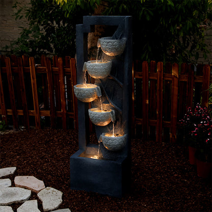 FountJoy Lighted Tree Trunk Water Fountain - Warm LED Lights Illuminating Cascading Water - Nighttime Living Room Centerpiece