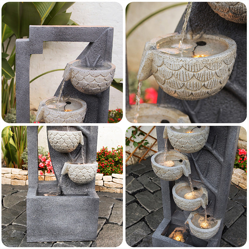FountJoy Tree Trunk Waterfall Close-Up - Melodic Water Sounds Creating Peaceful Oasis Atmosphere - Ideal for Living Office Relaxation