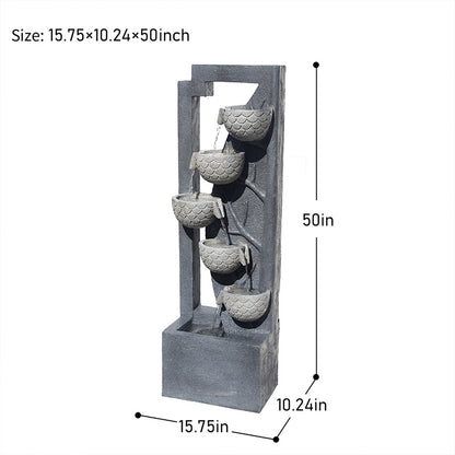 FountJoy 49.61" Tree Trunk Nature Water Fountain Dimensions - Height Width Depth with Durable Resin Base