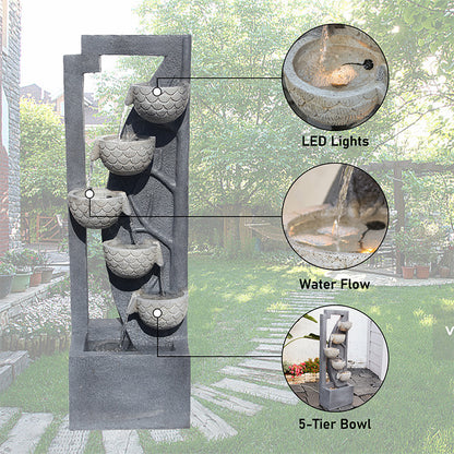 FountJoy Quiet Dynamic Cascading Tree Trunk Water Flow - 5 Layers of Water Creating Melodic Sounds - Low Noise Pump in Action