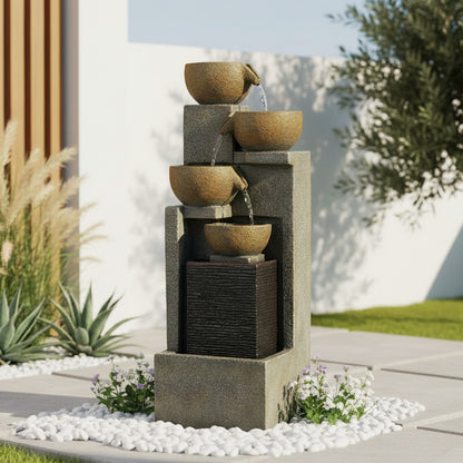 5-Tier Cascading Bowl Fountain, 37.4" H, LED Lights | LS4626