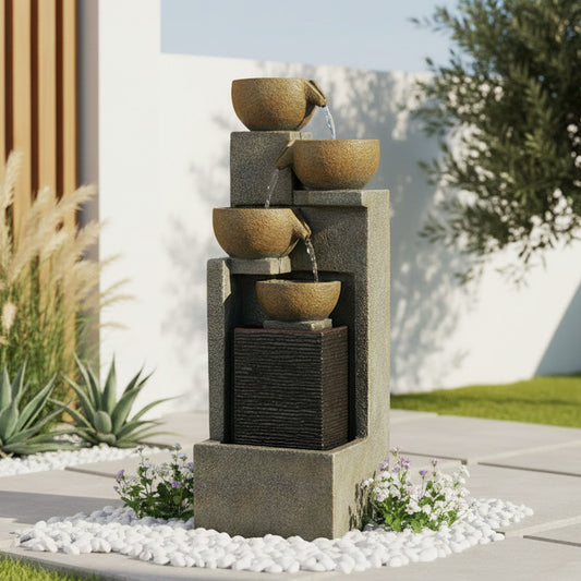 5-Tier Cascading Bowl Fountain, 37.4" H, LED Lights | LS4626