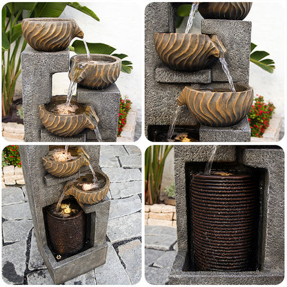 5-Tier Circular Curtain Bowl Fountain, 44.09" H, LED Lights | LS4628