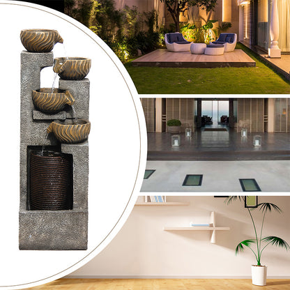 5-Tier Circular Curtain Bowl Fountain, 44.09" H, LED Lights | LS4628
