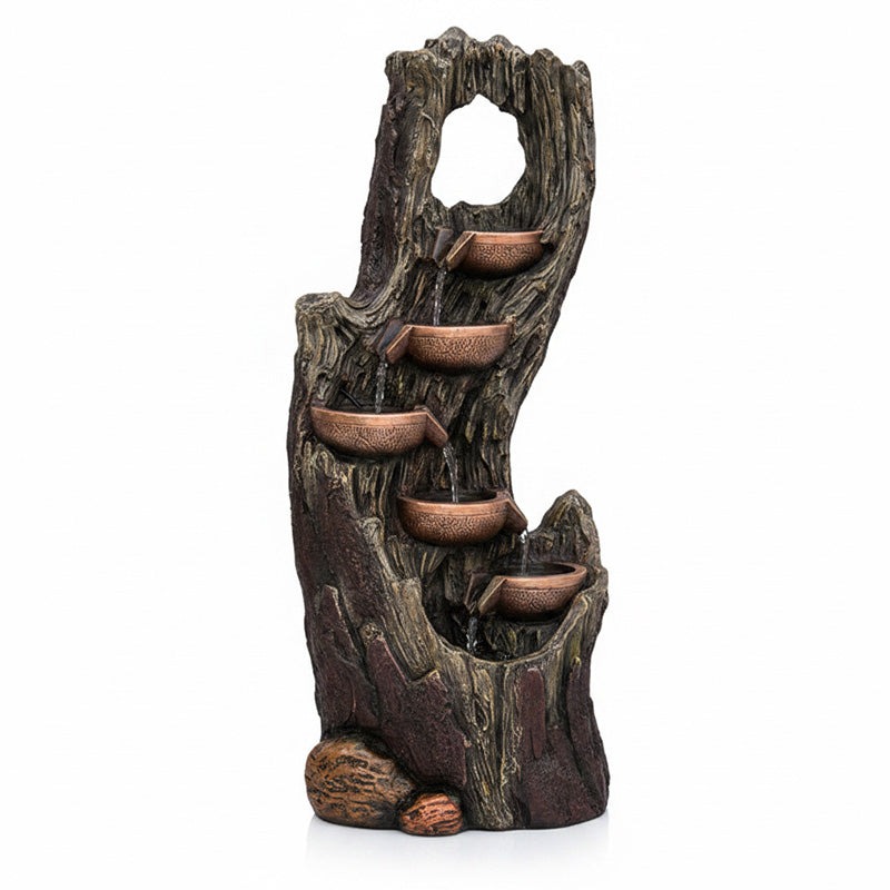 6-Tier Tree Trunk Rainforest Fountain, 43.31" H, LED Lights | LS4633