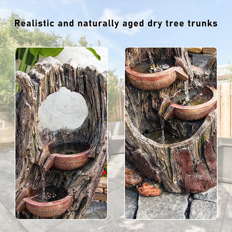 6-Tier Tree Trunk Rainforest Fountain, 43.31" H, LED Lights | LS4633