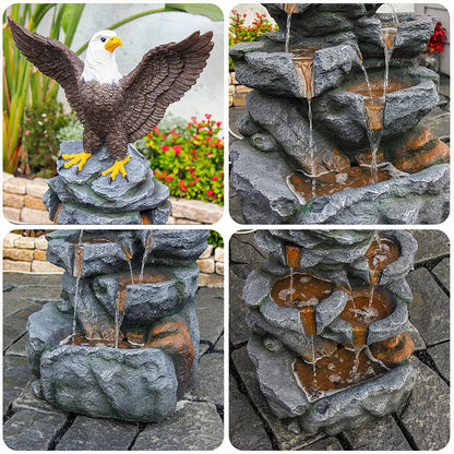 FountJoy Quiet Elegant Tiered Rock Water Flow - Soothing Water Flow Enhancing Tranquility of Backyard or Porch - Low Noise Electric Pump in Action