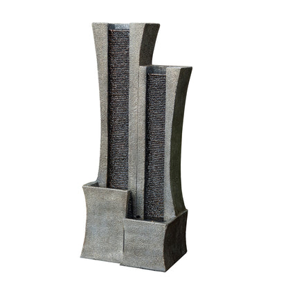 2-Tier Modern Curved Column Fountain, 39.8" H, LED Lights | 8005