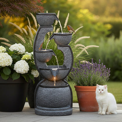 5-Tier Modern Cascading Fountain, 37.4" H, LED Lights | 8002