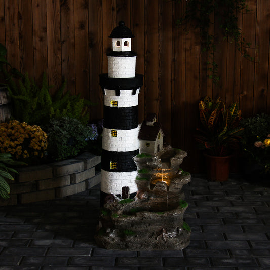 3-Tier Rock Waterfall Fountain, 38.58" H, LED Lights | LS4171