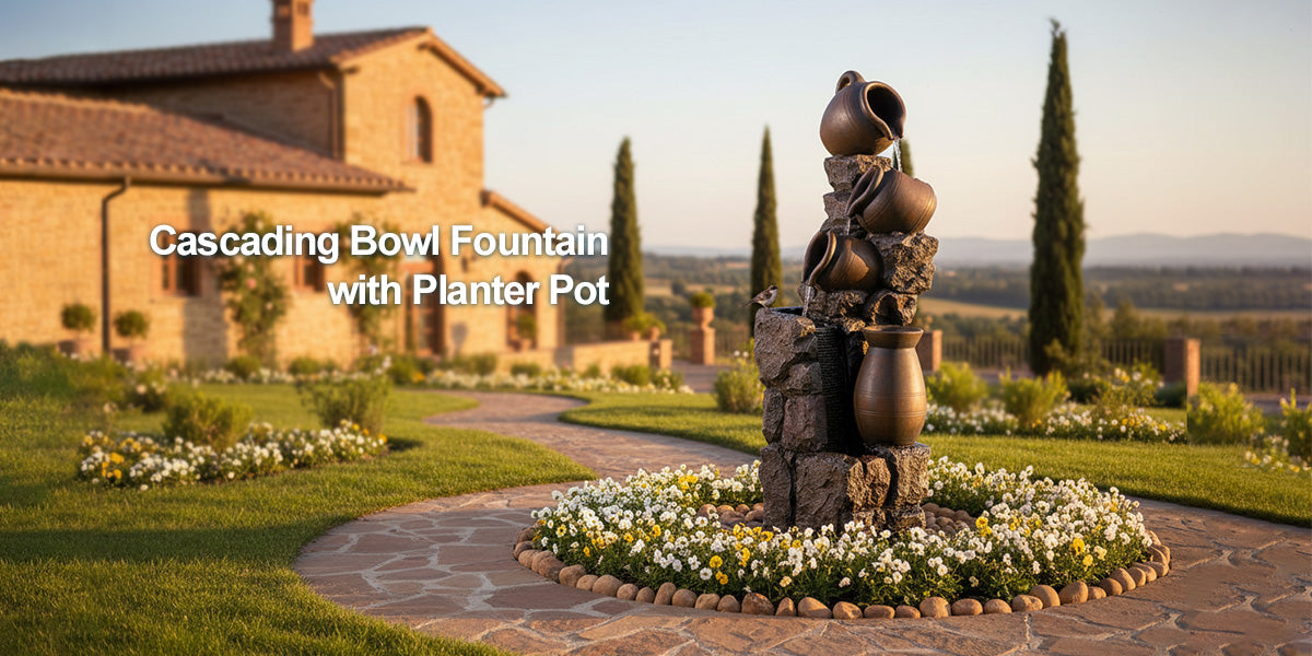 Cascading Bowl Fountainwith Planter Pot
