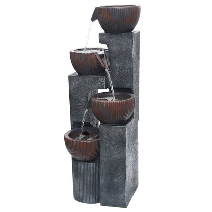 4-Tier Cascading Bowl Fountain, 39.37" H, LED Lights | LS4190