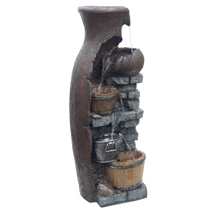 6-Tier Retro Barrel Farmhouse Fountain, 43.31" H, LED Lights | LS4610