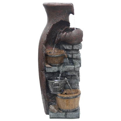 6-Tier Retro Barrel Farmhouse Fountain, 43.31" H, LED Lights | LS4610