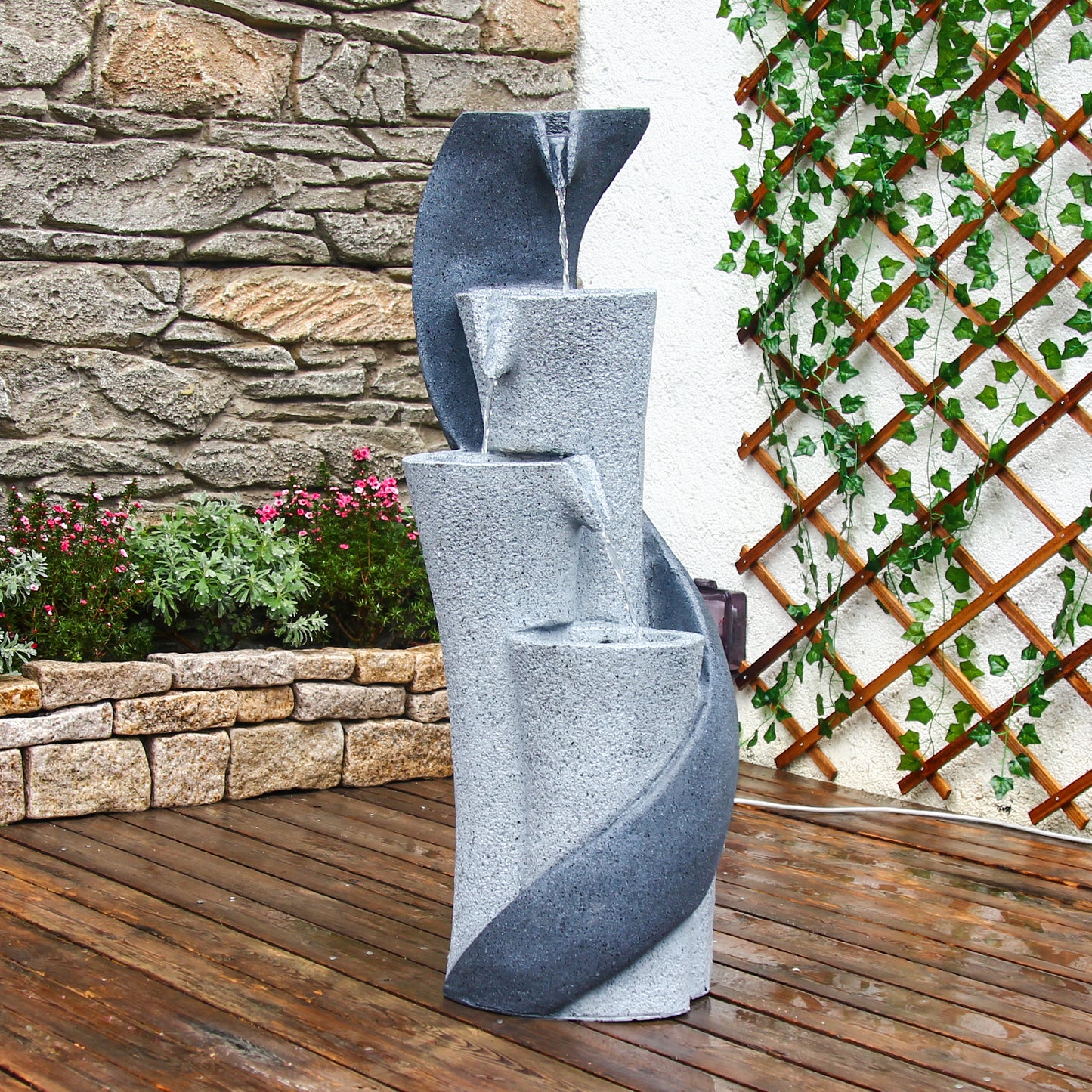 S-Shaped Column Waterfall Fountain, 35.43" H | LS4611