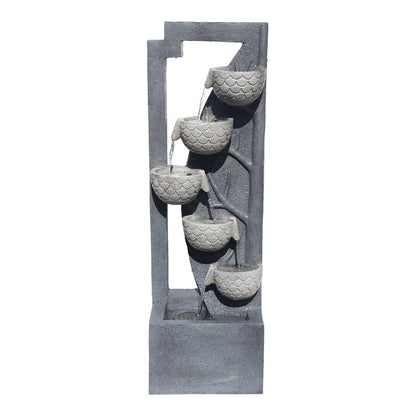 6-Tier Leafy Nest Modern Waterfall Fountain, 49.61" H, LED Lights | LS4614