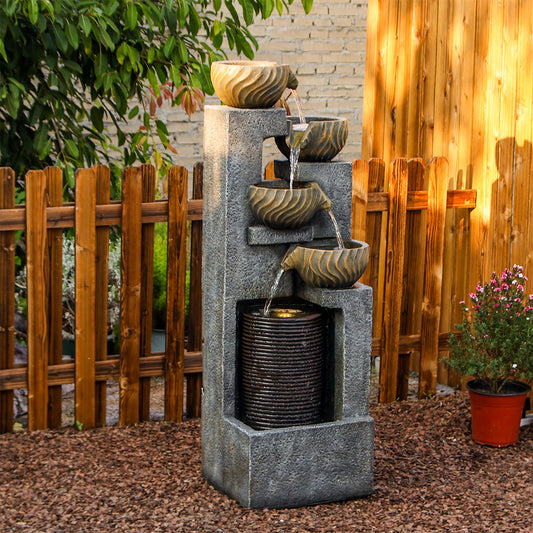 5-Tier Circular Curtain Bowl Fountain, 44.09" H, LED Lights | LS4628