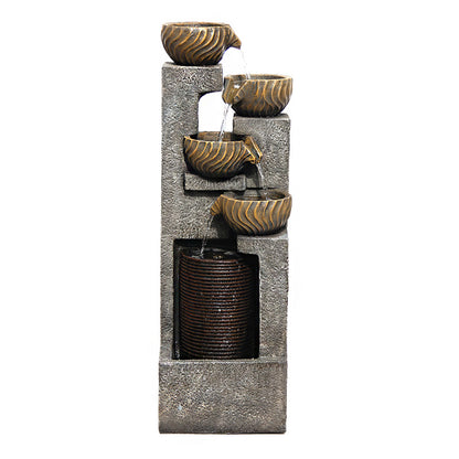 5-Tier Circular Curtain Bowl Fountain, 44.09" H, LED Lights | LS4628