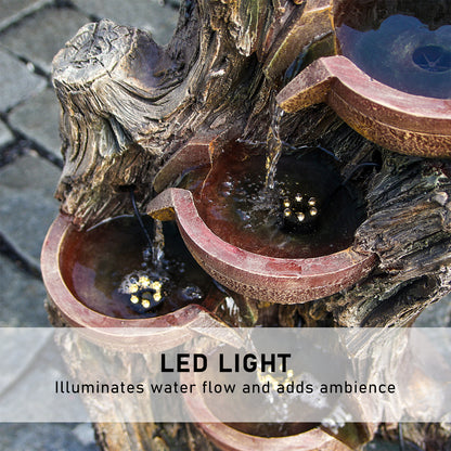 6-Tier Tree Trunk Rainforest Fountain, 43.31" H, LED Lights | LS4633