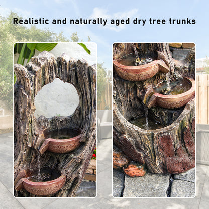 6-Tier Tree Trunk Rainforest Fountain, 43.31" H, LED Lights | LS4633