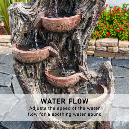 6-Tier Tree Trunk Rainforest Fountain, 43.31" H, LED Lights | LS4633