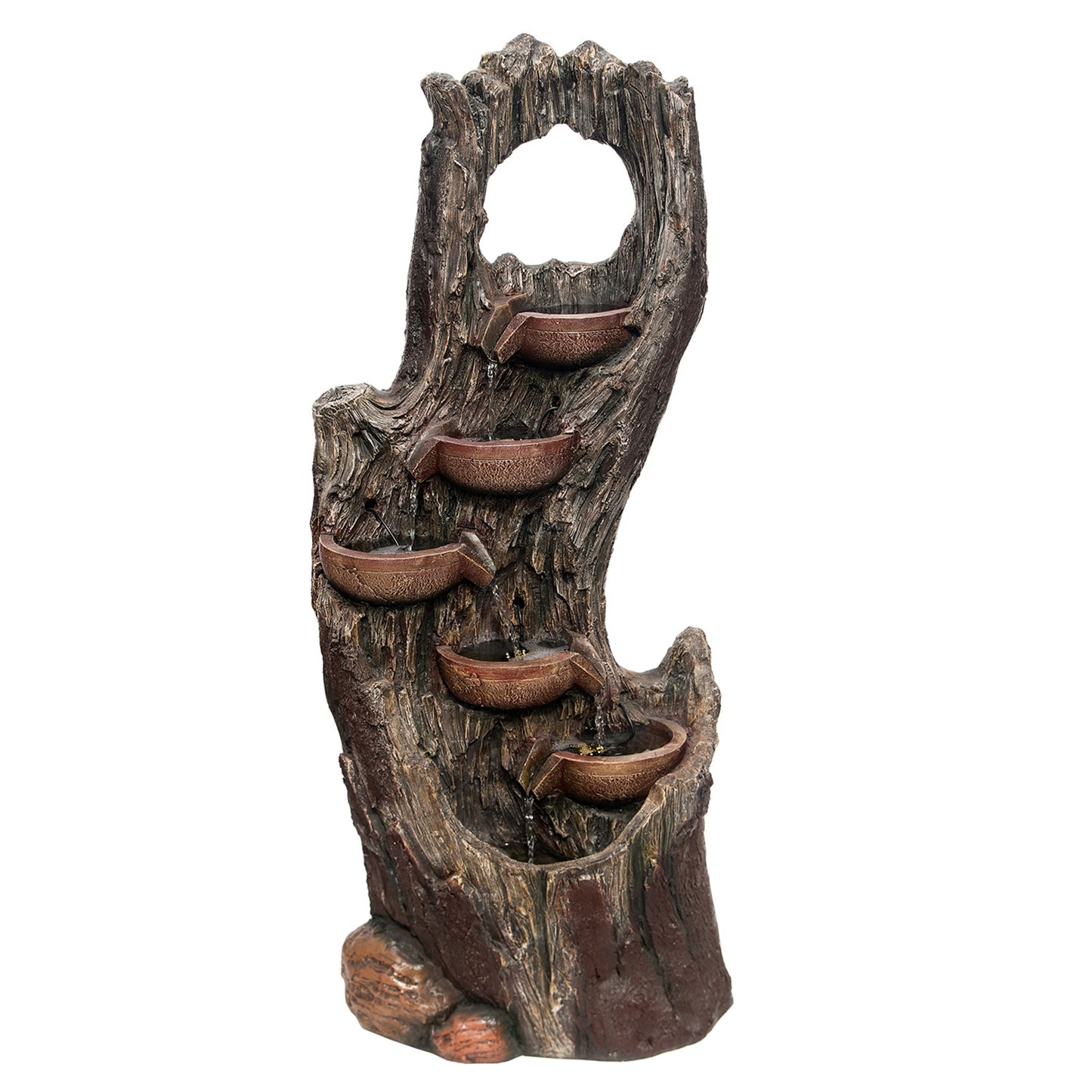 6-Tier Tree Trunk Rainforest Fountain, 43.31" H, LED Lights | LS4633