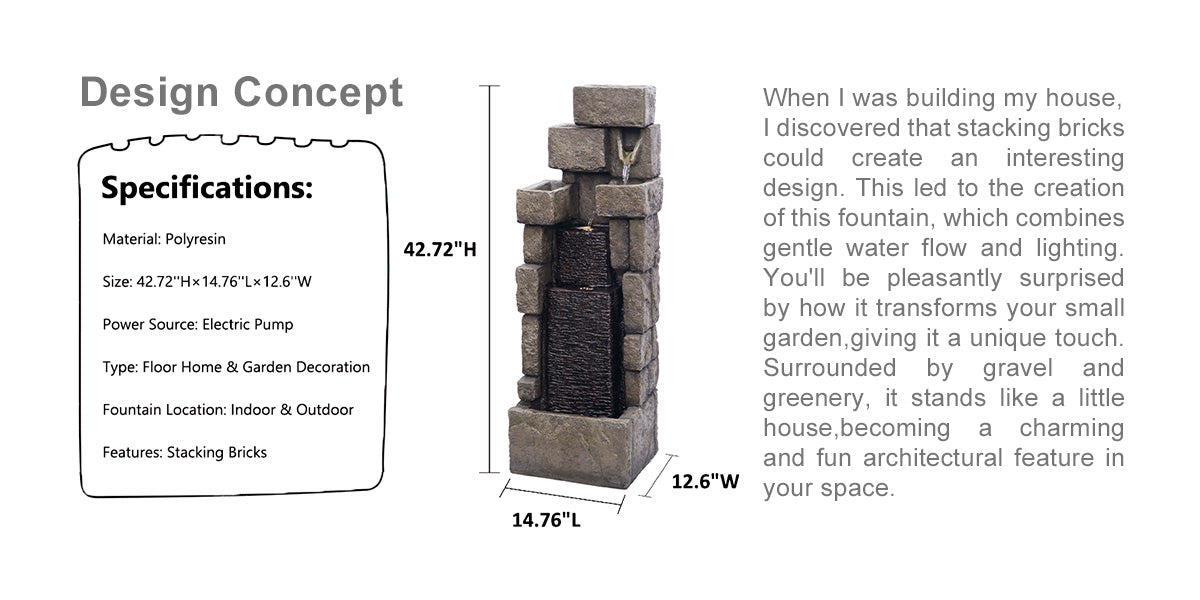 Stacking Bricks Waterfall fountain