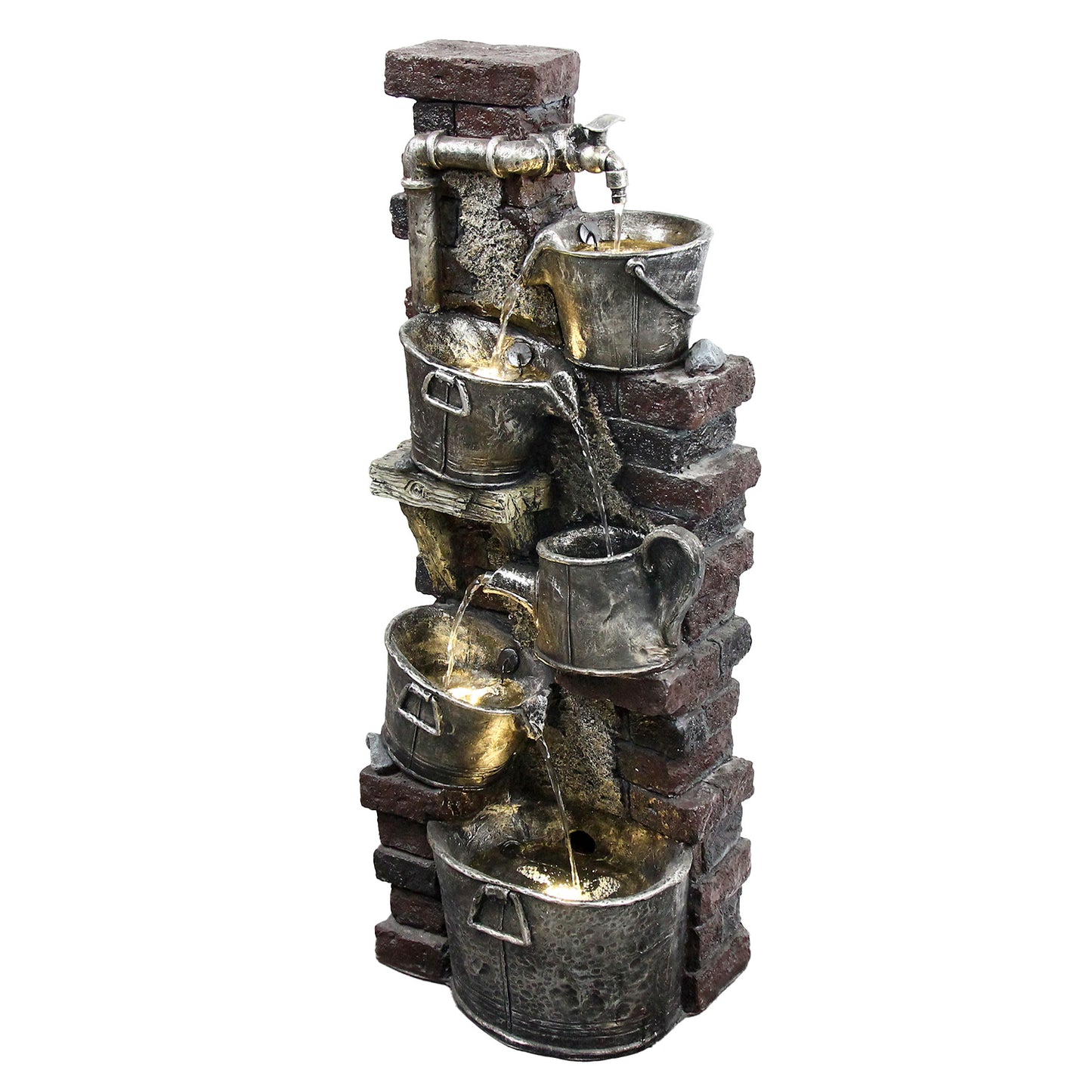 FountJoy 3-Tier Modern Outdoor Water Fountain - Pure White Background Product Shot - 10-Minute Easy Setup Home Decor Visualization
