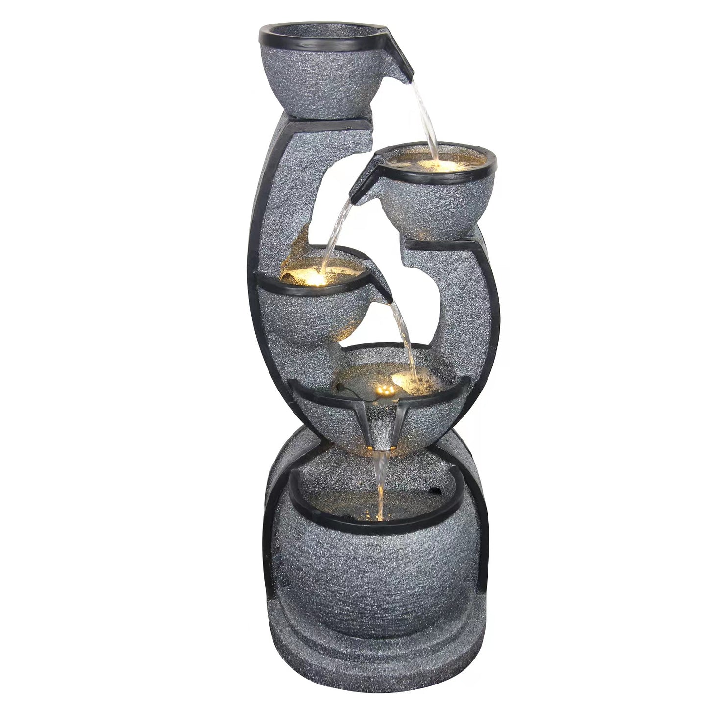 5-Tier Modern Cascading Fountain, 37.4" H, LED Lights | 8002