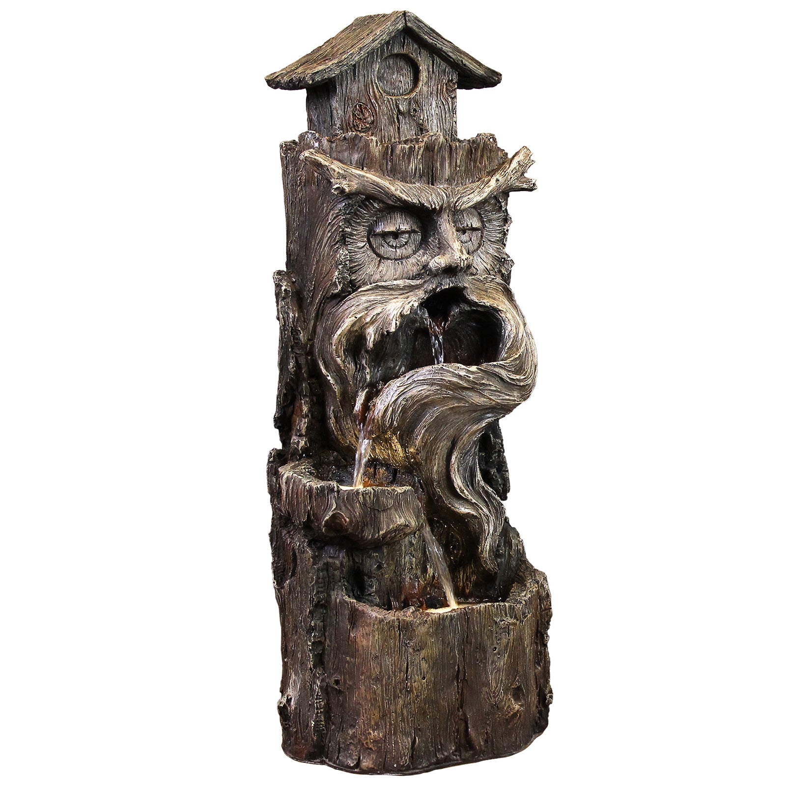 FountJoy 4-Tier Cascading Garden Water Fountain - Pure White Background Product Shot - Premium Patio Backyard Decor Visualization