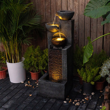 4-Tier Cascading Bowl Fountain, 42.9" H, LED Lights | 8003