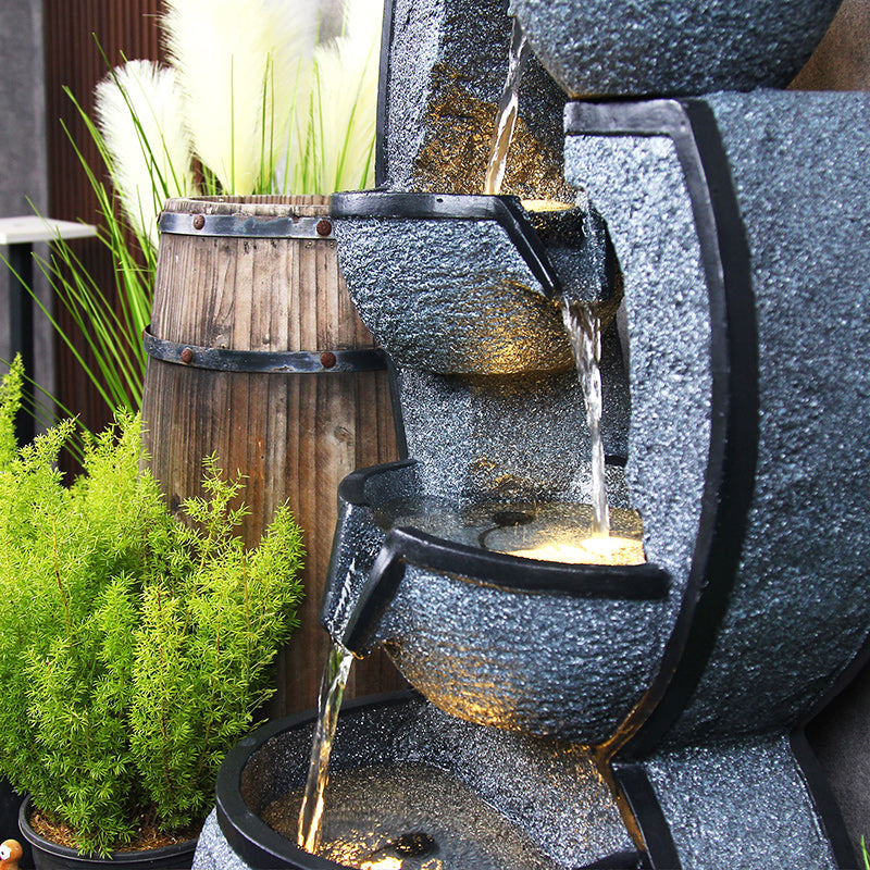 5-Tier Modern Cascading Fountain, 37.4" H, LED Lights | 8002