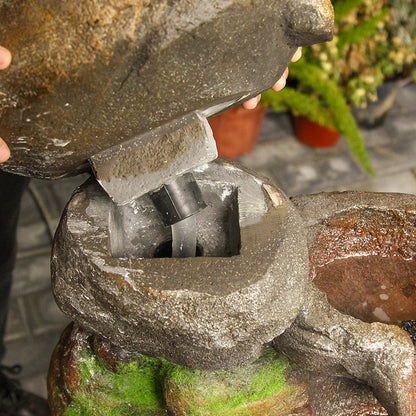 FountJoy 6-Tier Rock Waterfall Close-Up - Smooth Continuous Water Flow Over Stone Creating Peaceful Natural Atmosphere - Ideal for Garden Patio Relaxation