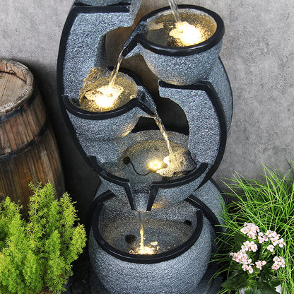 5-Tier Modern Cascading Fountain, 37.4" H, LED Lights | 8002