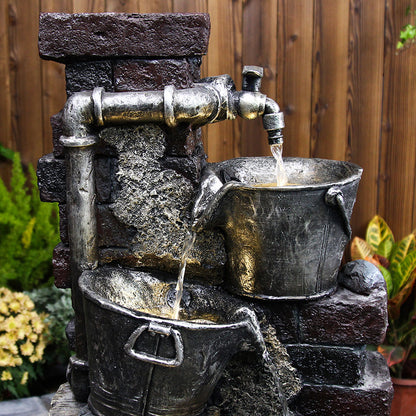 FountJoy 3-Tier Modern Waterfall Close-Up - Smooth Water Curtain Creating Calming Relaxing Sounds - Ideal for Home Garden Porch Relaxation