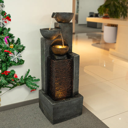 4-Tier Cascading Bowl Fountain, 42.9" H, LED Lights | 8003