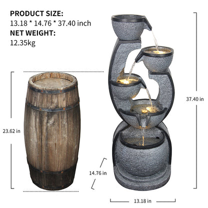 5-Tier Modern Cascading Fountain, 37.4" H, LED Lights | 8002
