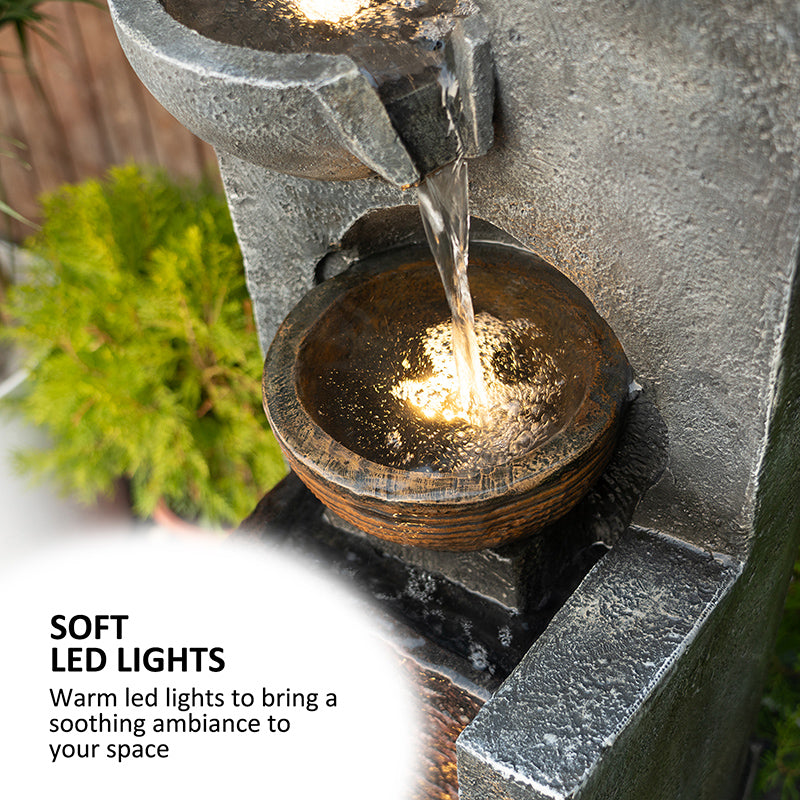 4-Tier Cascading Bowl Fountain, 42.9" H, LED Lights | 8003