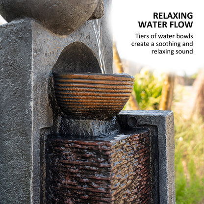 4-Tier Cascading Bowl Fountain, 42.9" H, LED Lights | 8003