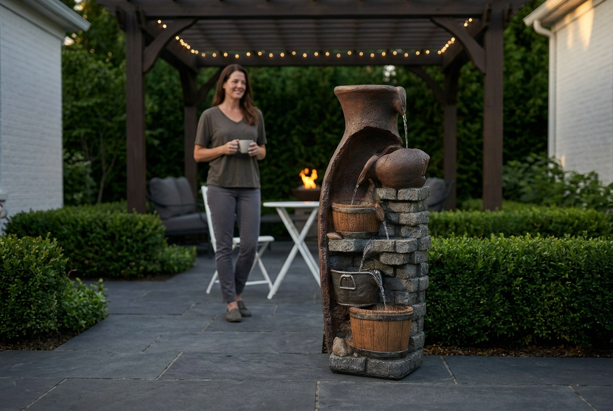 Refresh your favorite outdoor gathering spot with cascading water, textured details, and a fountain that brings your garden together.&nbsp;